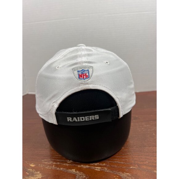 Reebok NFL Raiders White & Black Hat Adjustable Embroidered Logo Mens Cap X3 - Picture 3 of 5